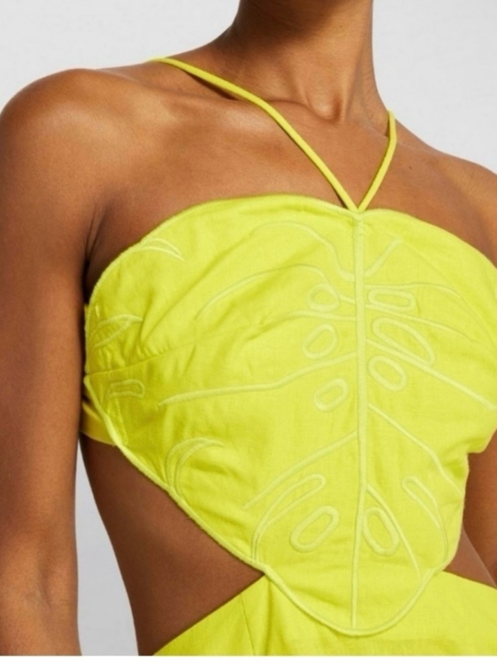 Farm Rio - Neon Yellow Cutout Midi Dress - Women - Medium - Picture 2 of 4